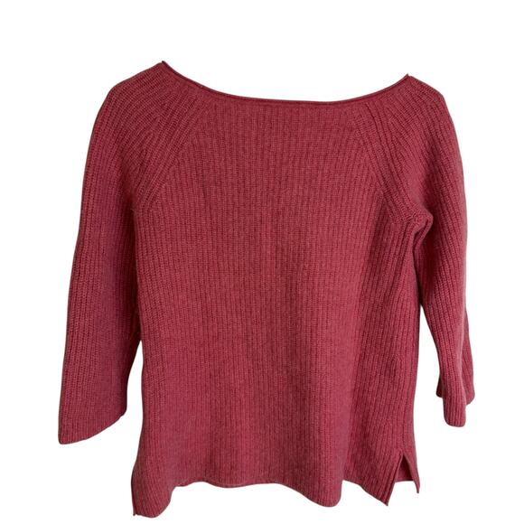 Calypso St Barth Cashmere Sweater Top Womens Small Pink Ribbed Knit 3/4 Sleeve - Picture 2 of 9